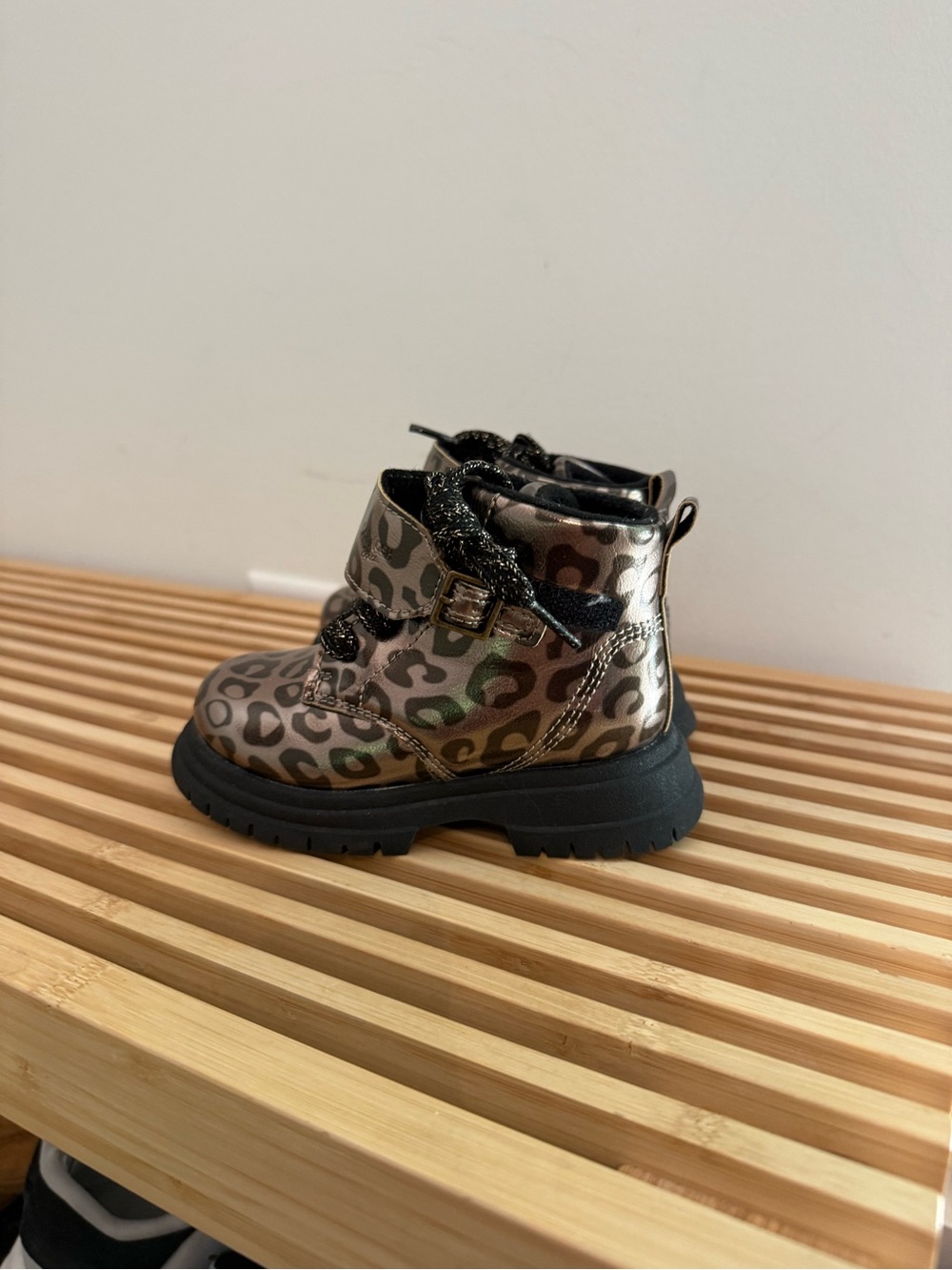 Carter's Metallic Leopard-Print Ankle Boots in Brown and Black
